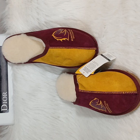 Brisbane Broncos Unisex NRL Scuff Slippers Sz 10 - Picture 2 of 8